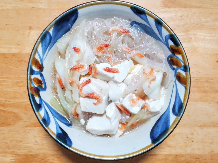 白菜と桜エビと豆腐と春雨の炒め煮の画像