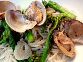 あさりと菜の花で♪春の和え麺