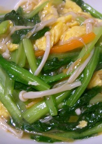 小松菜とえのきのとろり丼。