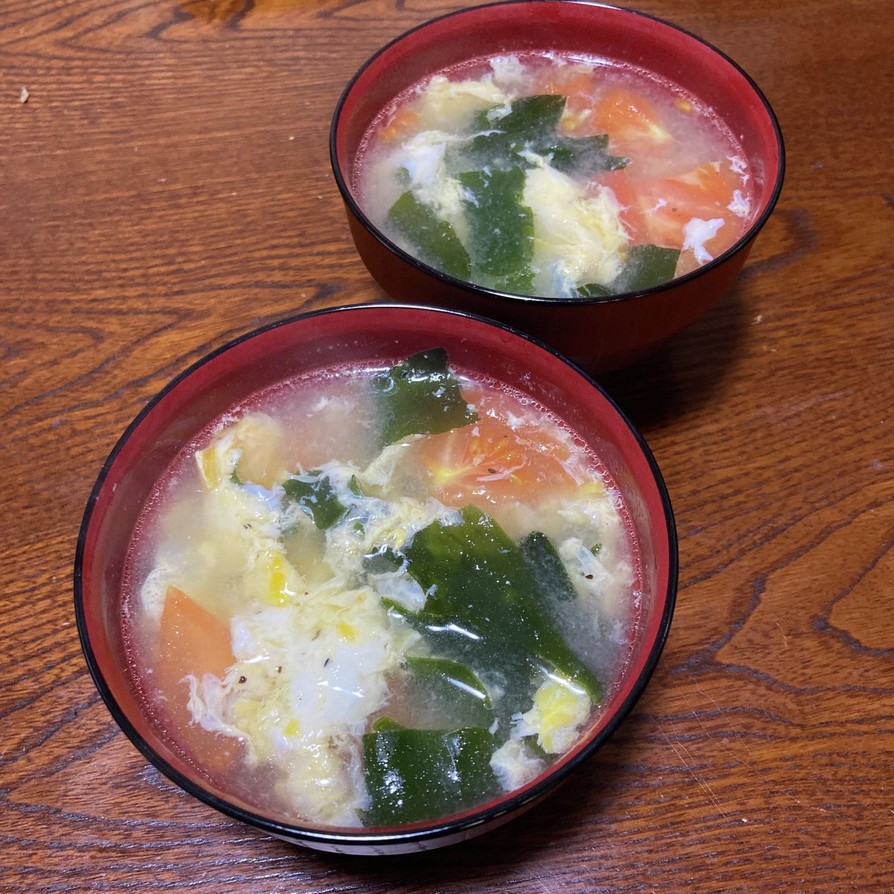 トマトの卵とじ中華スープの画像
