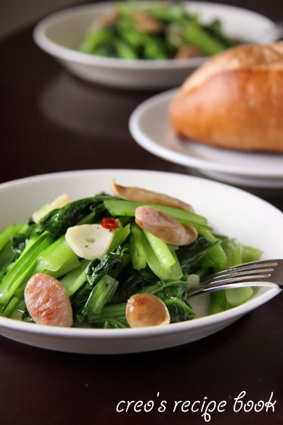 小松菜とウィンナーのペペロン炒めの画像