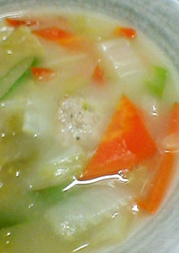 野菜たっぷり！レンチン味噌スープ