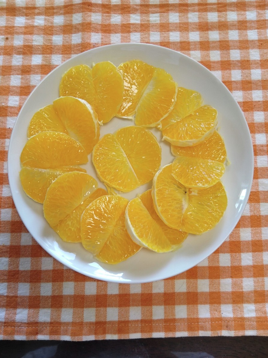 柑橘の食べやすいフラワーカットの方法の画像