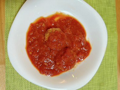 豚ミンチのハンバーグ　トマトソースの写真