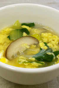 チンゲンサイと卵の春雨スープ