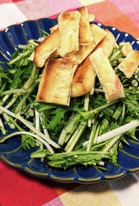 カリカリチーズ油揚げと水菜の中華サラダ