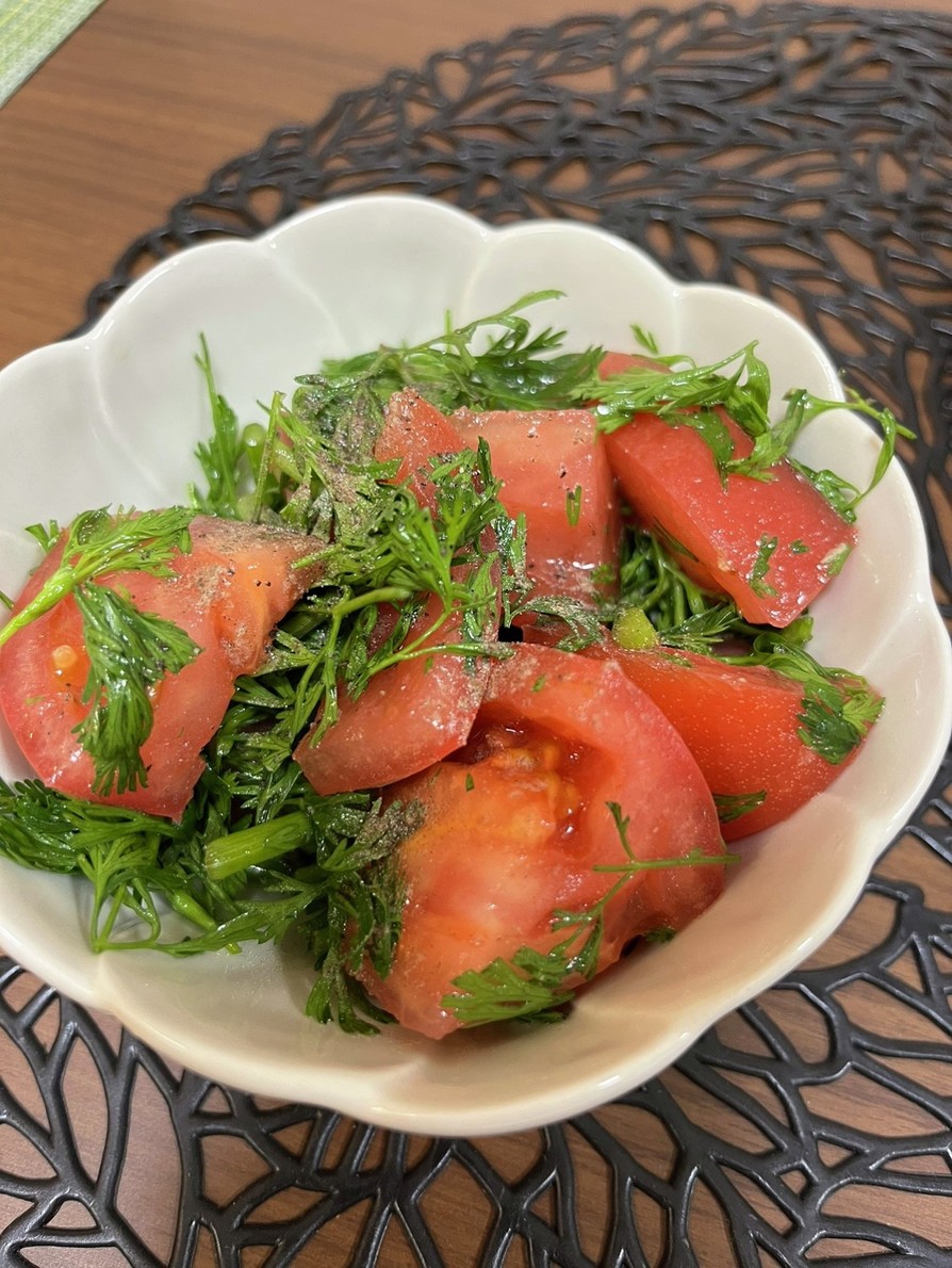 たっぷりパクチーとトマトのシンプルサラダの画像