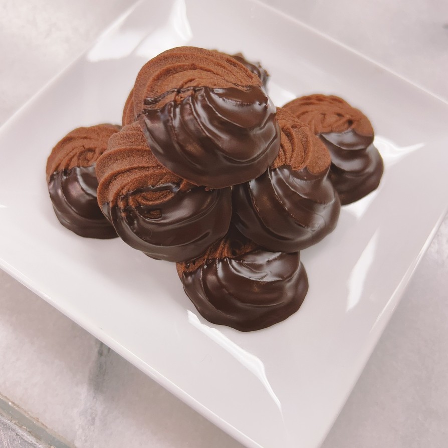 簡単！美味しい！絞りクッキー　チョコ味の画像