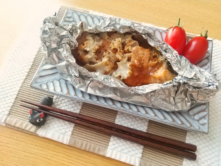 ホホホタケと鮭の味噌マヨホイル焼きの画像
