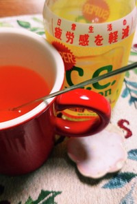 ホット紅茶にスーパーＣＣレモンプラス！