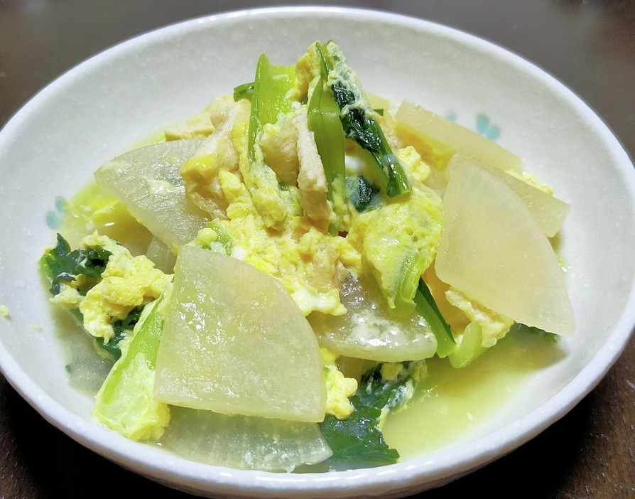 小松菜と大根煮の卵とじの画像