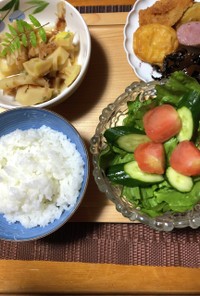 愛知県犬山市産筍♪と野菜サラダ♪