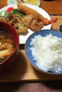 天ぷら、お味噌汁♪