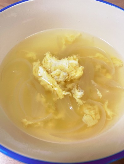 玉ねぎの中華スープ、かき玉汁の写真