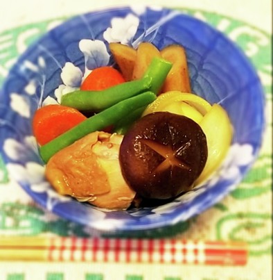 鶏モモ肉と根菜の煮物の写真