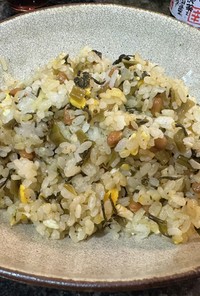 野沢菜と納豆チャーハン