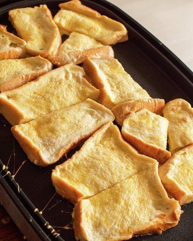 ホットプレート食パン一斤フレンチトーストの写真