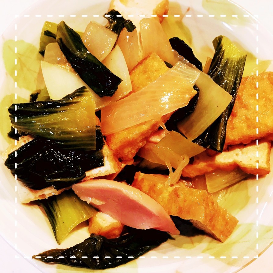 めんつゆで簡単！青梗菜と厚揚げの卵炒めの画像