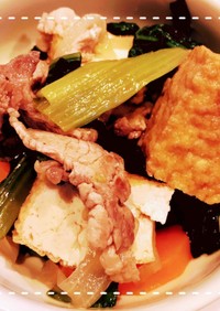 めんつゆで簡単！小松菜と厚揚げの豚肉炒め