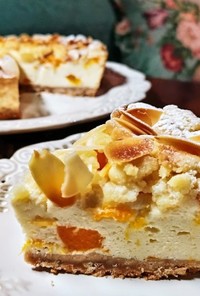 黄桃のクランブルチーズケーキ