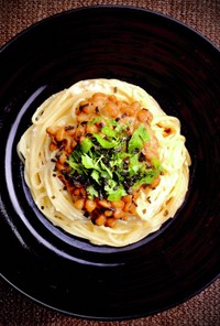 豆腐味噌ソース&納豆のコクうまパスタ