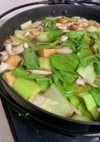 青梗菜と舞茸のウスターソーススープ