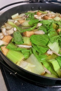青梗菜と舞茸のウスターソーススープ