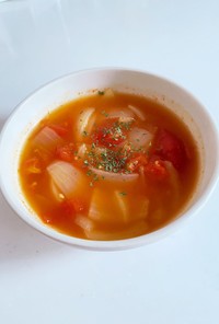 トマトと玉ねぎのコンソメスープ
