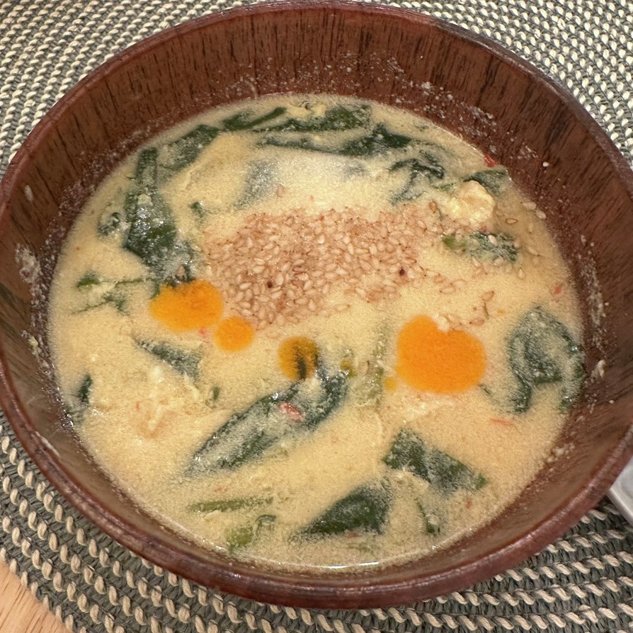 ほうれん草とささみの台湾風豆乳スープの画像