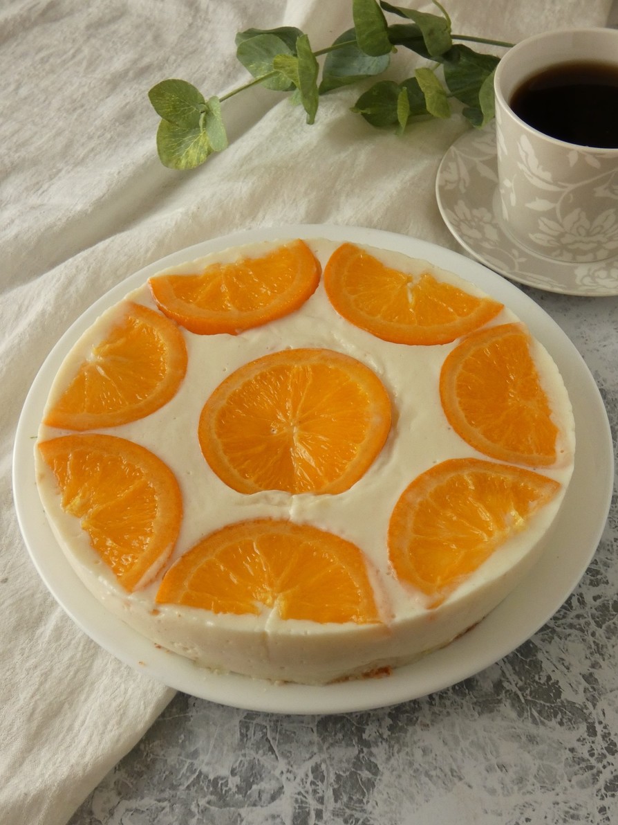 豆腐でヘルシー！オレンジレアチーズケーキの画像