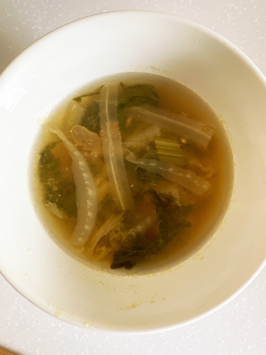 余り野菜とセロリの葉でコンソメ麹スープ♪の画像