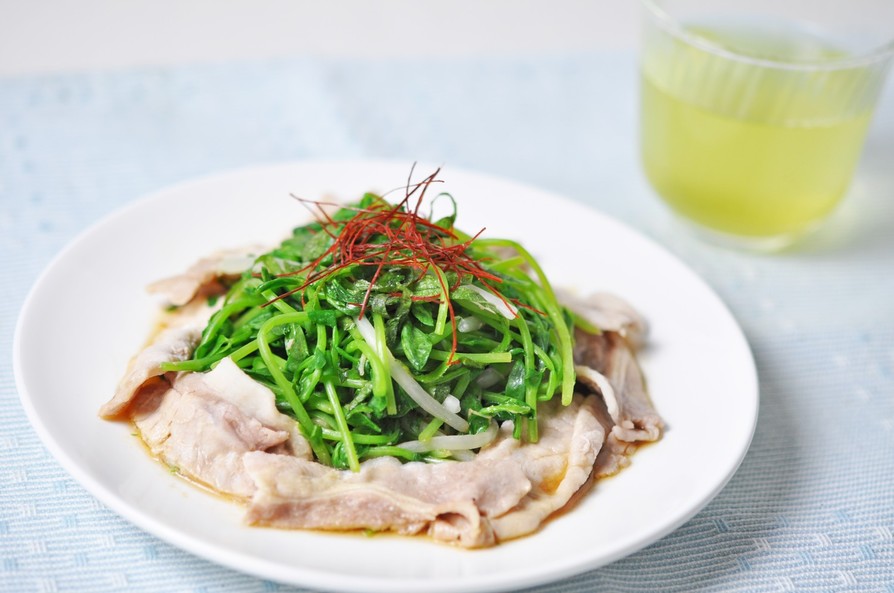 豆苗ともやしと豚バラ肉のレンジ蒸しの画像