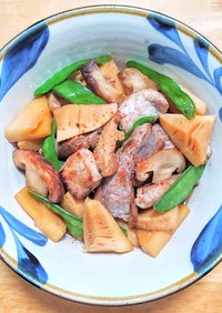 豚肉（角切り）と筍と椎茸の炒め煮