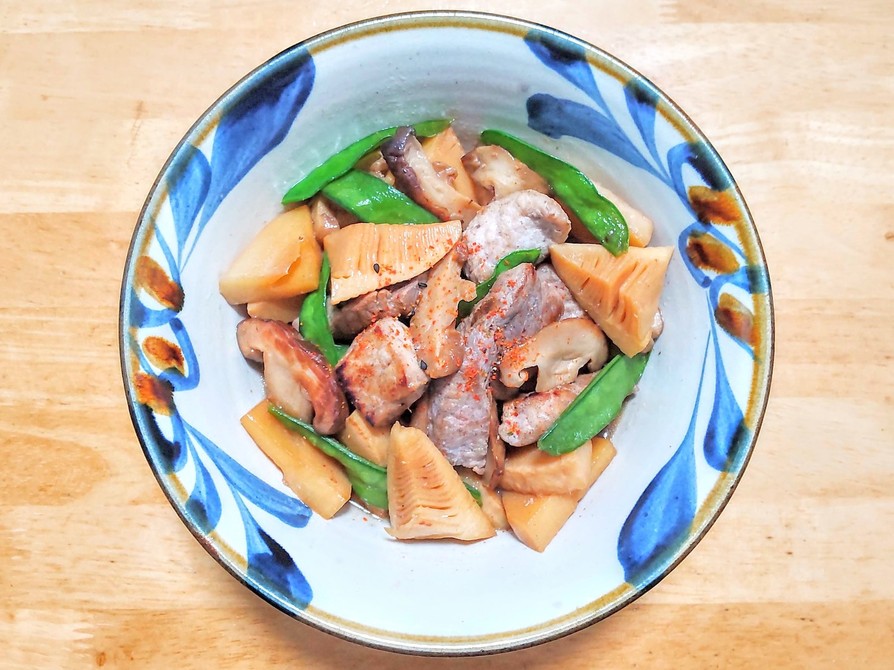 豚肉（角切り）と筍と椎茸の炒め煮の画像