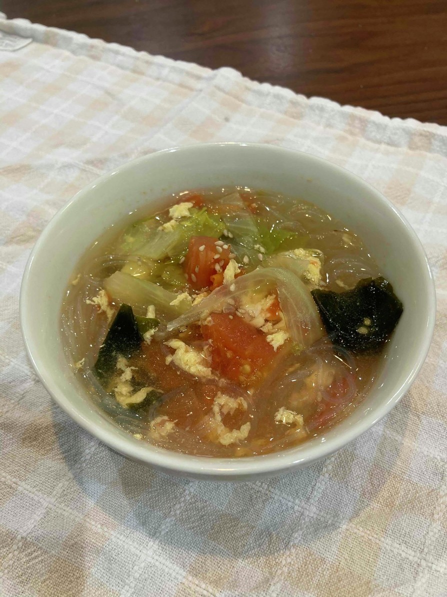 食べる夏野菜スープの画像