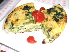 ツナとほうれん草のチーズオムレツ.*゜