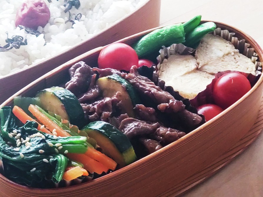 基本の中華★牛肉と夏野菜弁当★ズッキーニの画像