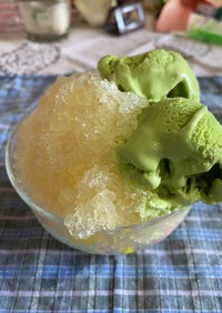 暑い夏にピッタリオレンジ抹茶アイスかき氷