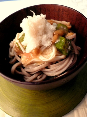 手作りなめたけ梅風味♪でおろしそば