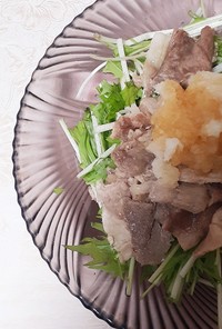 簡単★豚肉と水菜のめんつゆサラダ