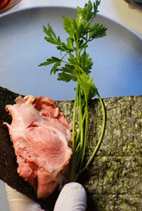 ジューシー煮豚の手巻き寿司 ： 低温調理