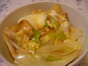 鶏皮で親子どんぶり