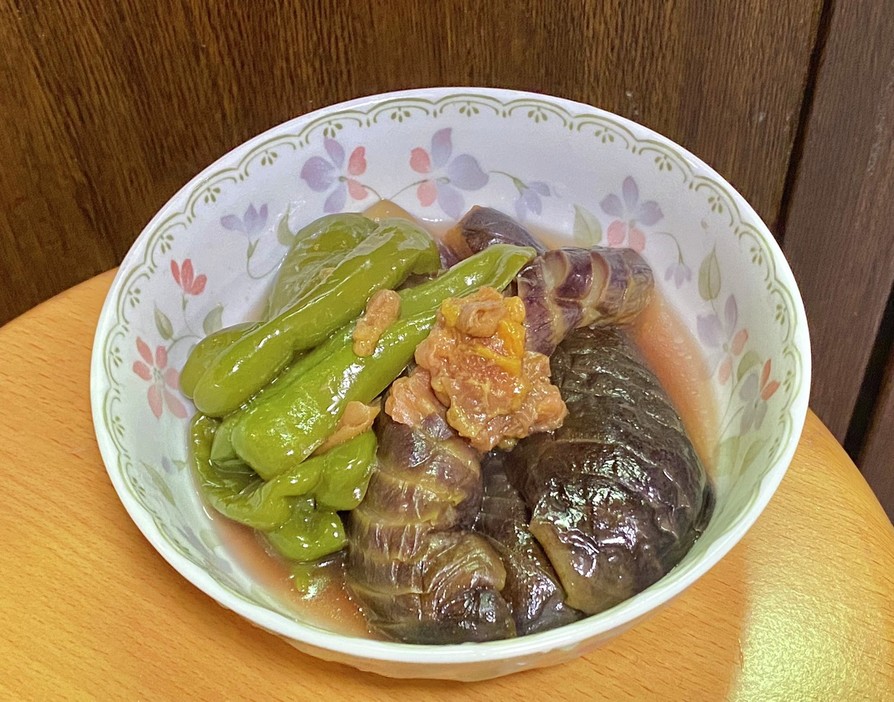 茄子とピーマンの煮浸し・梅肉での画像