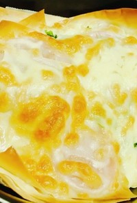 ★ワンタン重ね焼き★トマト＆チーズ超簡単