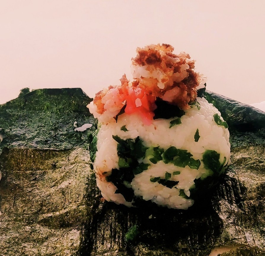 “味付け海苔々ネギ若布梅おかかおにぎり”の画像