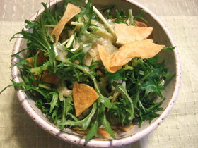 水菜ポテチサラダみそドレッシング