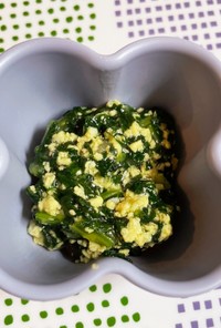 レンジで小松菜と卵の出汁煮(離乳食後期)