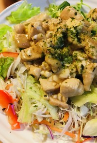 市販サラダ●鶏肉と豆腐のソテーソース