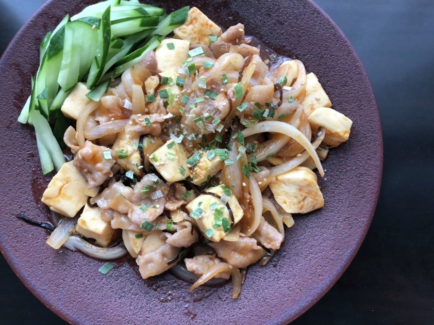 豆腐と豚バラの塩昆布生姜焼きの画像