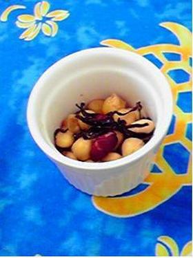 レンジでチン♬お豆さんと塩昆布バター♡